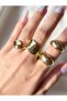 Women's Gold Color 4-Piece Design Ring Set - 2