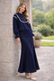 2078 Double Set with Knit Detail on the Collar Navy Blue - 4