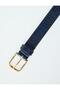 Navy Blue Leather Look Textured Belt - 2