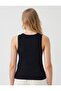 Black Round Neck Slim Fit Sleeveless Knitted Tank Top - 5