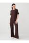Acı Kahve Crew Neck Short Sleeve Jacquard Knitted Blouse - 2