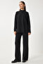 Women's Black Elegant Knit Sweater Pants Set MU00012