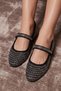 Women's Black Stone Ballerina Shoes – Stylish, Comfortable, Everyday Mary Jane Casual Ballerinas - Buckle Strap Casual - 2