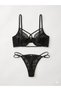 Lace Detailed Cupless Lycra Bra Panty Set Underwear Slip Panties Brazilian