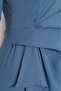 Asymmetrical Crepe Dress with Allerli Skirt - Blue - 7