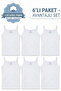 6-Piece Rib Cotton Combed Girl's White Undershirt with Rope Straps