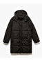 Oversize Puffer Jacket with Hooded Snap Button and Zipper - 3
