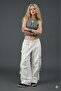 Voli Best Off-White Fringed Thick Denim Cargo Pants