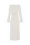 Women's White Cross V-Neck Slit Midi Dress – Bride Fit |   Stretchy Knitwear Structure |   Elegant Silhouette - 5