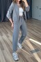 Women's Zippered Jacket and Elastic Waist Trousers Set 257132