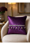 Woven Velvet Atlas Purple with Beads and Tassels 43X43 Square