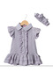 Eid Festival Ruffle Detailed Summer Baby Collar Short Muslin Baby Dress with Bandana Set of 2 - Lilac - 2