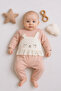 3-12 Months Baby Girl Jumpsuit Rabbit Embroidered Laced Dusty Rose - 3