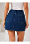 Yüksek Bel Denim Mini Etek - 6