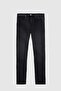 Slim Fit Anthracite Straight Jean Jeans Five Pocket Lycra Washed Denim Trousers - 5