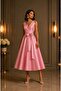 Midi Length Double-Breasted Stylish Event Dress with Closed Waist and Mobile Belt Cou-26