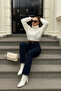 Women's High Waist Wide Leg Navy Blue Jeans - 6