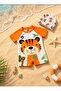 Short Sleeve Tiger Pattern Baby Boy Swimsuit Set with Hat - Quick Dry - Summer