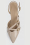 Mary Jane Beige Patent Leather Cross Buckle Slingback - Pointed Toe Low Square Heel Elegant Women's Shoes - 2