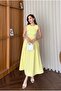 Yellow Women's Zero Sleeve Belted Pleated Dress - 5