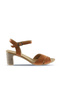 Shoes Tan Leather Women's Heeled Sandals 01Wn1501 - 2