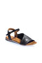 Black Leather Women's Sandals 01Wn5001 - 2