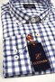 Plaid Pattern Navy Blue Cotton Pocketed Long Sleeve Premium Men's Shirt - 2