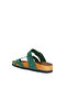 Green Nubuck Leather Men's Flip Flops 05Mt102 - 4