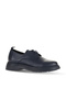 Navy Blue Leather Women's Classic Shoes 01Wz4006 - 2