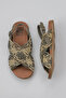 Khaki Leather Women's Sandals 01Wu4248