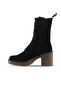 Black Suede Women's Heeled Boots 01Wt2902 - 3