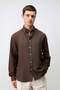 Coffee Linen Blend Relaxed Fit Men's Shirt - 2