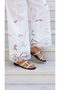 Vensia Flat Sole Flip Flops with Accessory Detail Women's Slippers Genuine Leather - 7