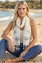Stone Print Navy Blue Coral Linen Scarf - 3