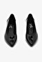 Black Patent Leather Genuine Leather Low Heeled Women's Shoes - 6