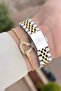30 mm Women's Wristwatch and Bracelet with Green Dial, Gold Gray Color, Adjustable Strap - 4