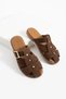 Women's Brown Buckle Detailed Genuine Suede Leather Casual Women's Slippers / Sandals with Very Soft Insole