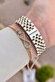 Dial Green Strap Gold Silver Color 34 mm Women's Wristwatch - 5