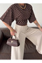 Women's Polka Dot Pattern Waist Gathered Short Spanish Sleeve Blouse - 3