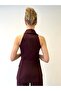 Stylish Gold Button Detailed Shawl Collar Vest and Plum Trousers Set - 5