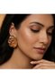 Vintage Shaped Handmade Design Coffee Gold Leaf Earrings - 3
