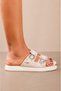 Jüjü Series Women's Cream Double Buckle Slippers – Stylish Daily Summer Slippers with Trok Detail - 2