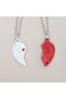 2-piece white and red heart model chain necklace, friendship necklace, best friends - 2