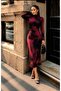 Digital Patterned Sandy Fabric Maxi Dress - Stand Collar - 6