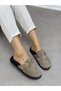 Mink Nubuck (Freya) Knitted Detail Gold Accessory Women's Slippers - 2