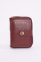 Women's Wrinkled Leather Textured Multi-Compartment Claret Red Zippered Wallet Card Holder - 2