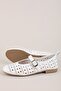 Women's Genuine Leather Daily Perforated Strap Ballerinas Hl.24500 White - 3