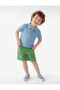 Cotton Crocodile Print Shorts with Tie Waist - 3