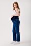 Maternity Mom Fit Lycra Navy Blue Jeans, Adjustable Waist - 2