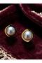 Gold Detailed Pearl Ball Earrings - 2